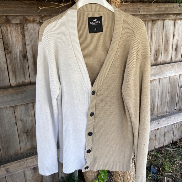 Tan and White Knit Cardigan - Picture 5 of 9